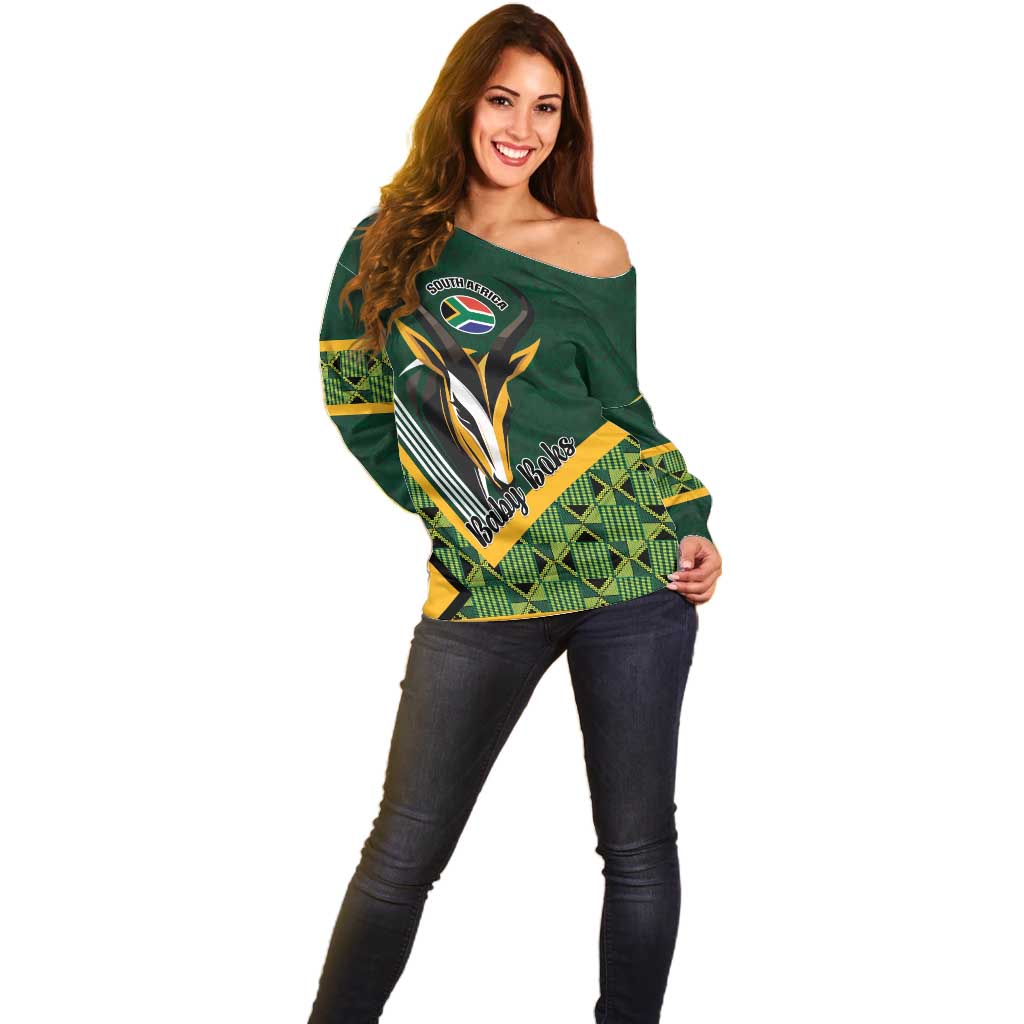 Custom Rugby South Africa Off Shoulder Sweater Baby Boks Go Champions