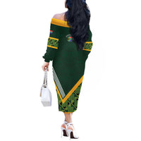 Custom Rugby South Africa Off The Shoulder Long Sleeve Dress Baby Boks Go Champions