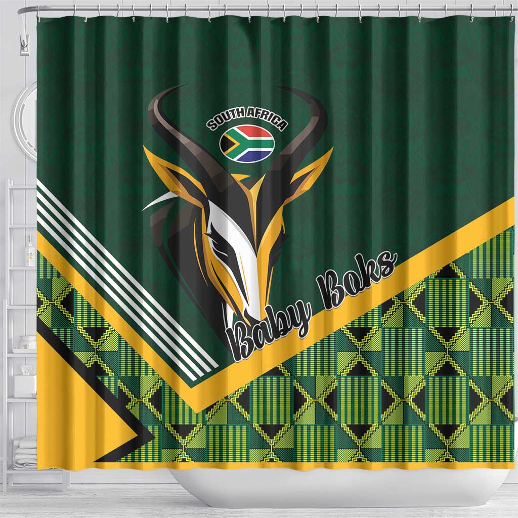 Rugby South Africa Shower Curtain Baby Boks Go Champions