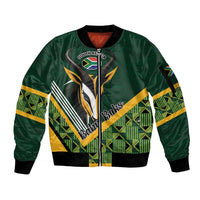 Custom Rugby South Africa Sleeve Zip Bomber Jacket Baby Boks Go Champions