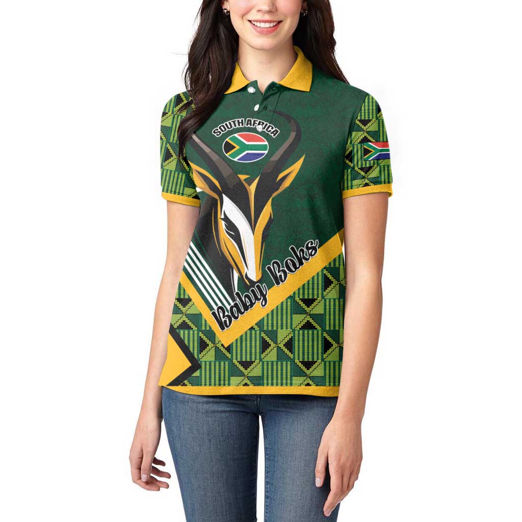 Custom Rugby South Africa Women Polo Shirt Baby Boks Go Champions