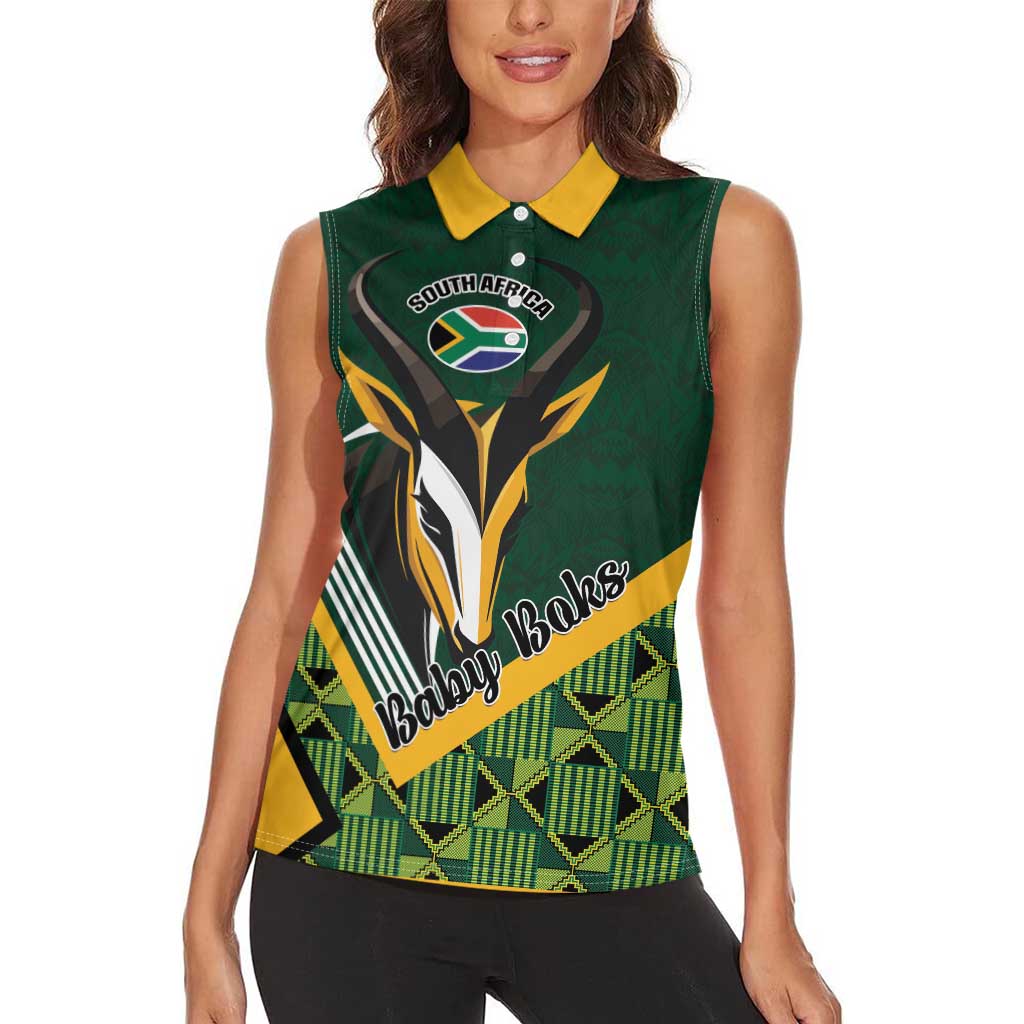 Custom Rugby South Africa Women Sleeveless Polo Shirt Baby Boks Go Champions