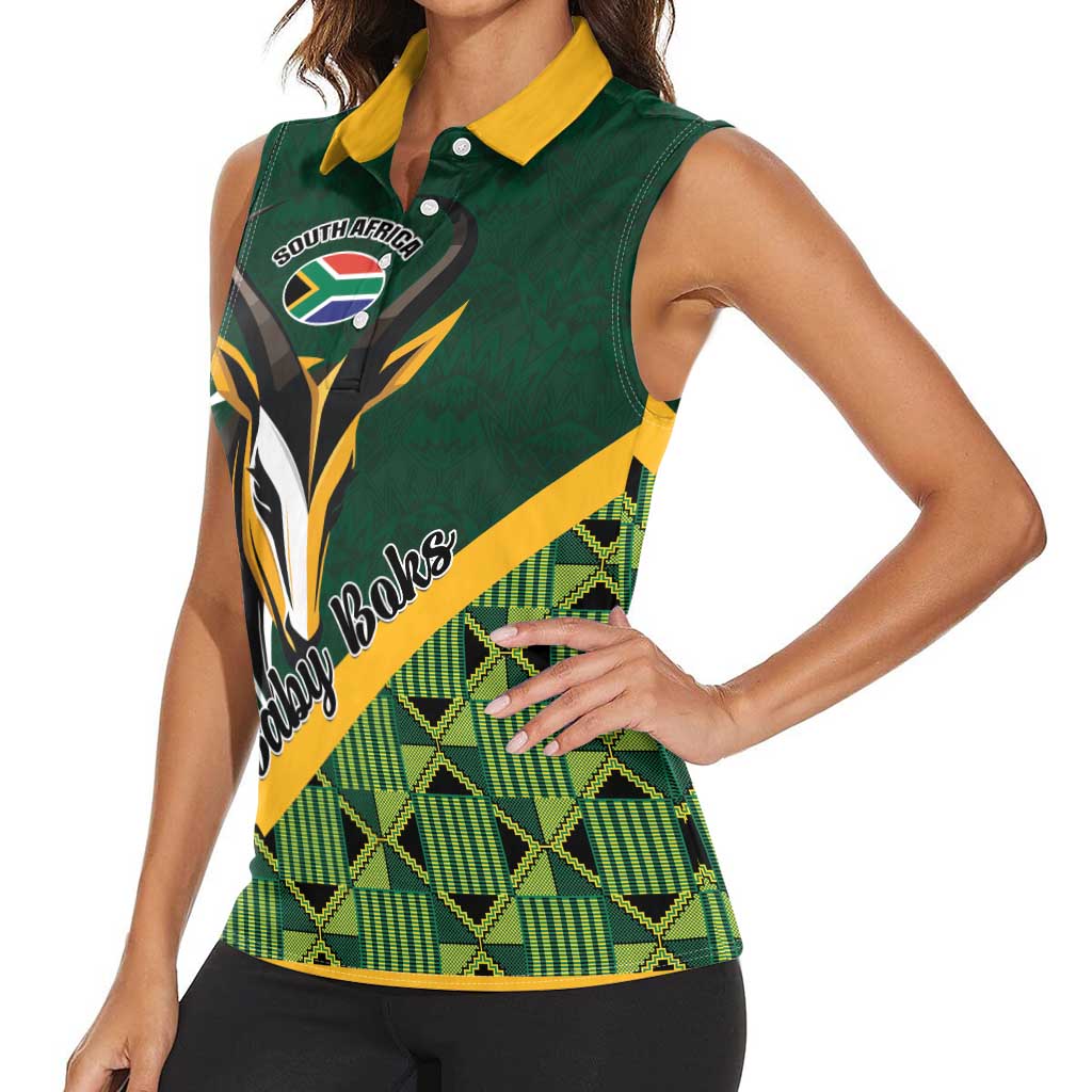 Custom Rugby South Africa Women Sleeveless Polo Shirt Baby Boks Go Champions