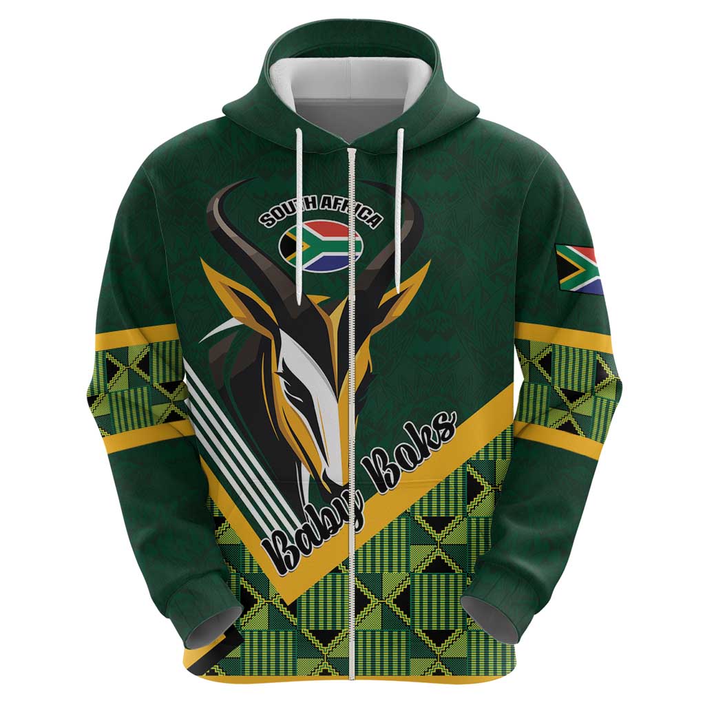 Custom Rugby South Africa Zip Hoodie Baby Boks Go Champions
