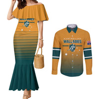 Custom Rugby Australia Couples Matching Mermaid Dress and Long Sleeve Button Shirt Junior Wallabies Go Champions