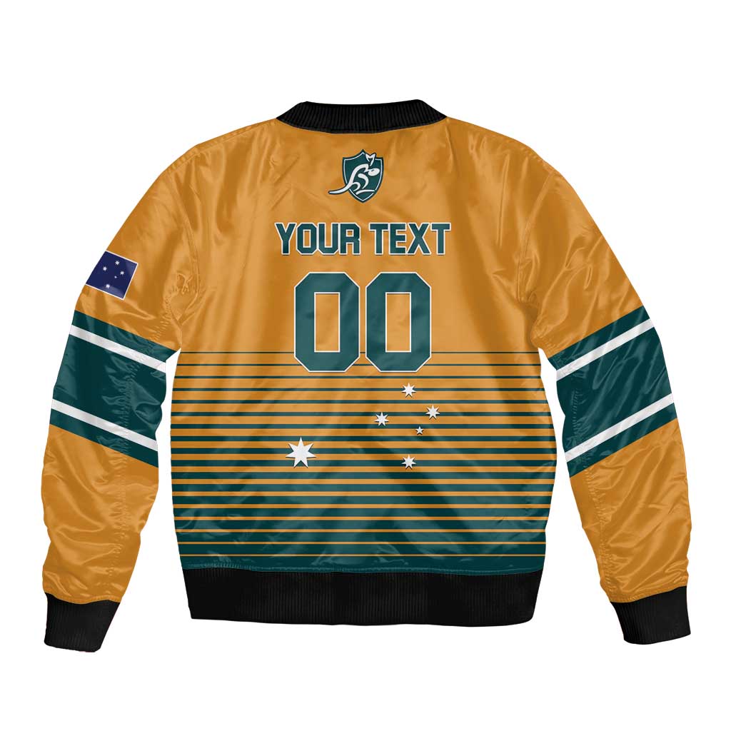 Custom Rugby Australia Sleeve Zip Bomber Jacket Junior Wallabies Go Champions