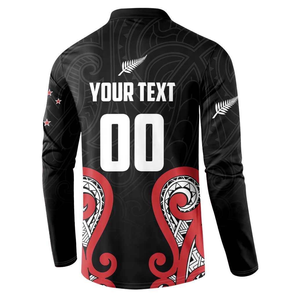 Custom Rugby New Zealand Button Sweatshirt Baby Black Go Champions