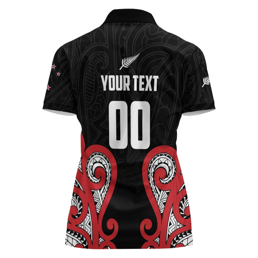 Custom Rugby New Zealand Women Polo Shirt Baby Black Go Champions