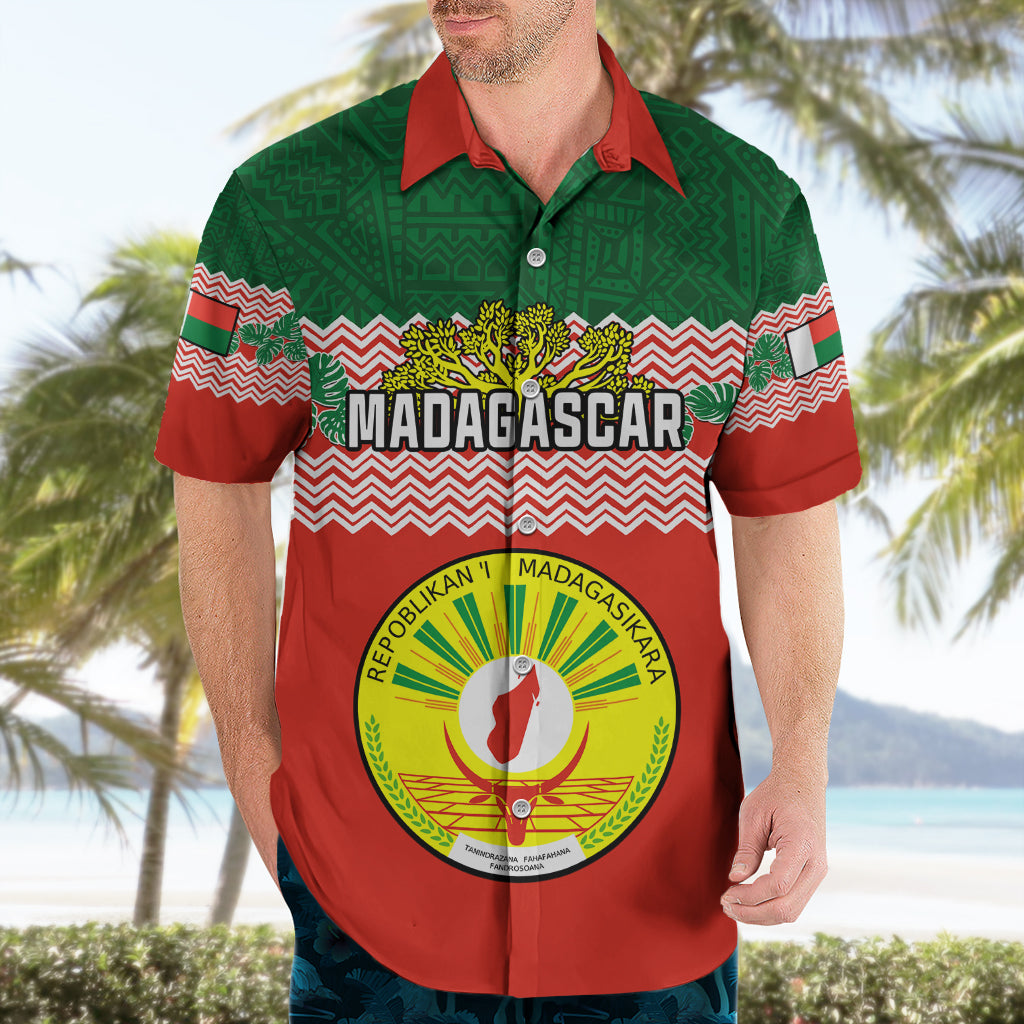 Personalised Madagascar Hawaiian Shirt Madagasikara Seal Baobab African Pattern - Wonder Print Shop
