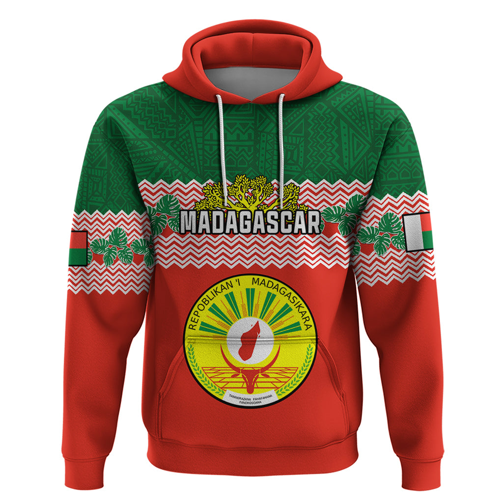 Personalised Madagascar Hoodie Madagasikara Seal Baobab African Pattern - Wonder Print Shop