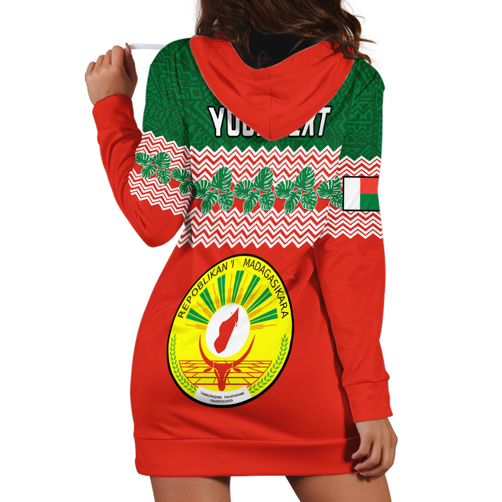 Personalised Madagascar Hoodie Dress Madagasikara Seal Baobab African Pattern - Wonder Print Shop