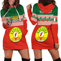 Personalised Madagascar Hoodie Dress Madagasikara Seal Baobab African Pattern - Wonder Print Shop