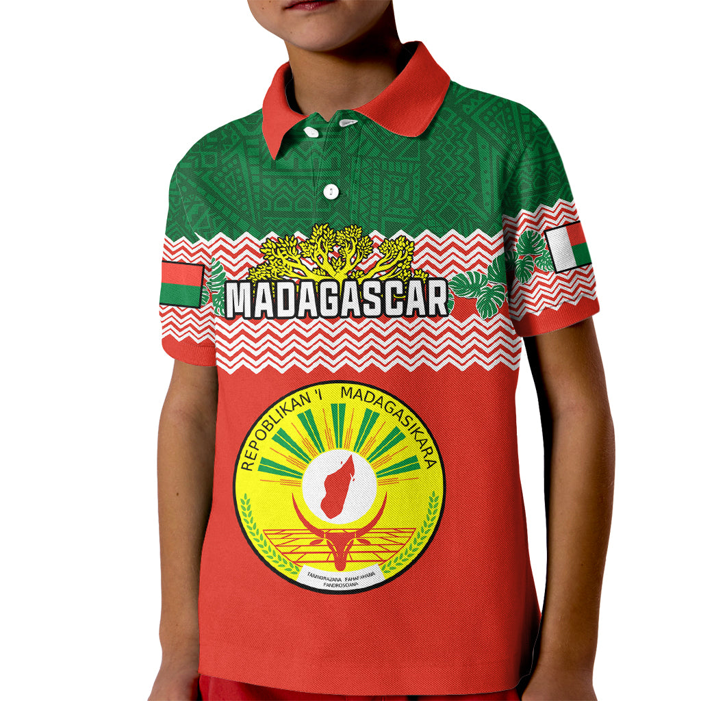 Personalised Madagascar Kid Polo Shirt Madagasikara Seal Baobab African Pattern - Wonder Print Shop