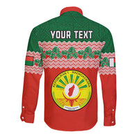 Personalised Madagascar Long Sleeve Button Shirt Madagasikara Seal Baobab African Pattern - Wonder Print Shop