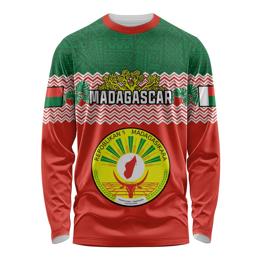 Personalised Madagascar Long Sleeve Shirt Madagasikara Seal Baobab African Pattern LT01