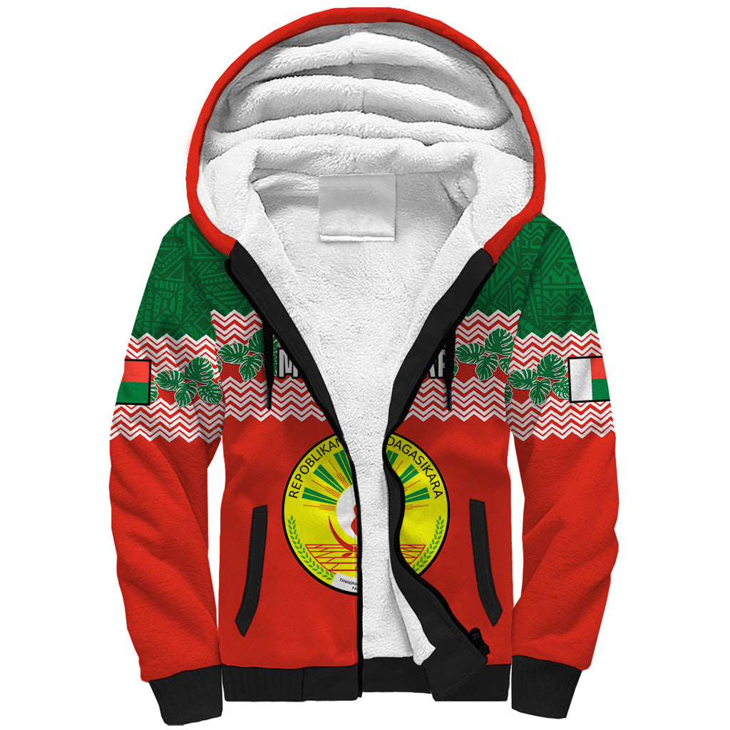 Personalised Madagascar Sherpa Hoodie Madagasikara Seal Baobab African Pattern - Wonder Print Shop