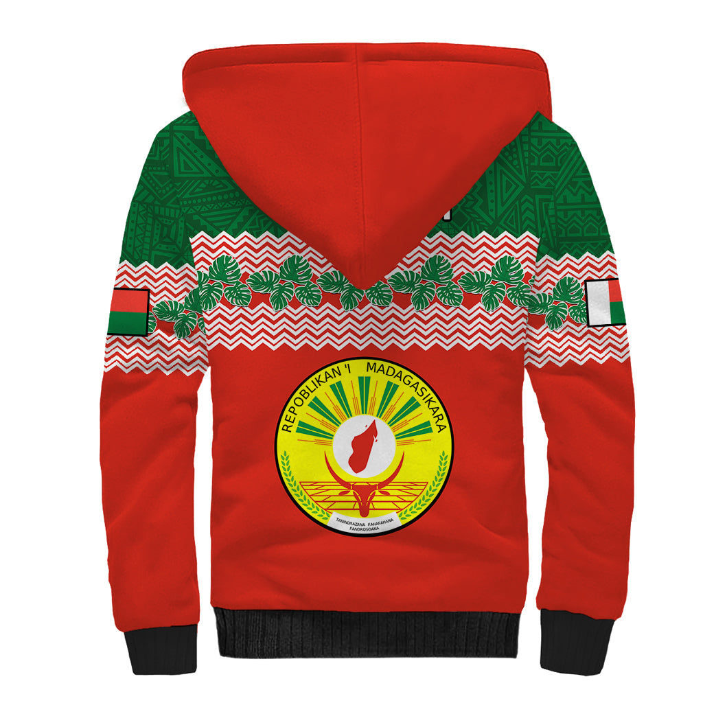 Personalised Madagascar Sherpa Hoodie Madagasikara Seal Baobab African Pattern - Wonder Print Shop