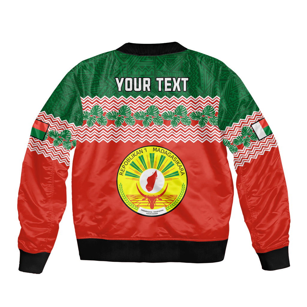 Personalised Madagascar Sleeve Zip Bomber Jacket Madagasikara Seal Baobab African Pattern - Wonder Print Shop