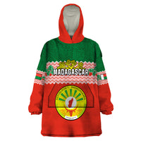 Personalised Madagascar Wearable Blanket Hoodie Madagasikara Seal Baobab African Pattern - Wonder Print Shop