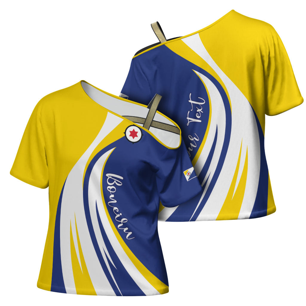 Personalized Boneiru Flag Stylized Cross Shoulder Shirt