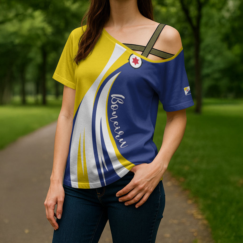 Personalized Boneiru Flag Stylized Cross Shoulder Shirt