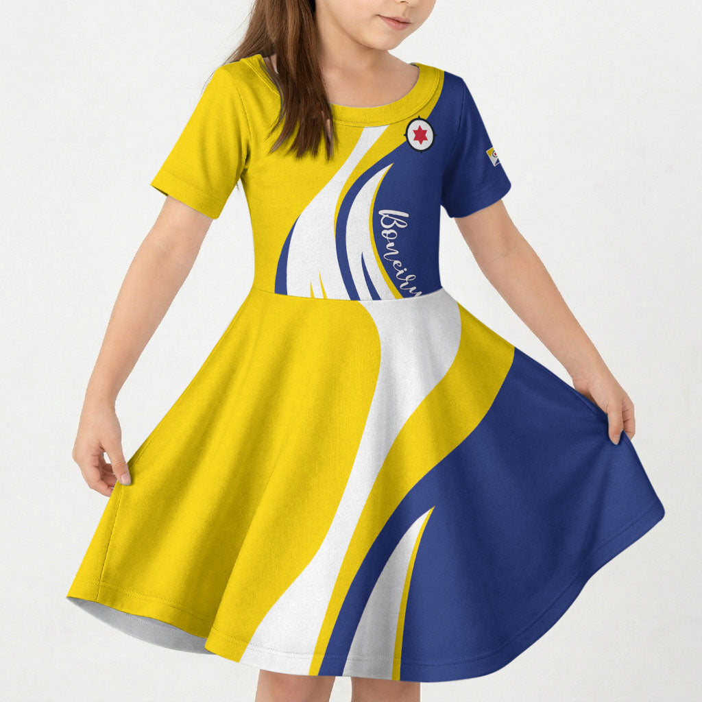 Personalized Boneiru Flag Stylized Kid Short Sleeve Dress