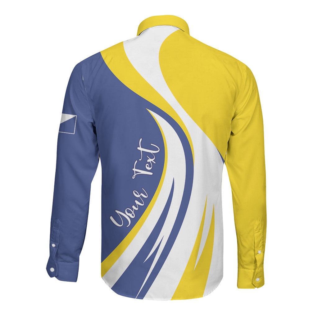 Personalized Boneiru Flag Stylized Long Sleeve Button Shirt