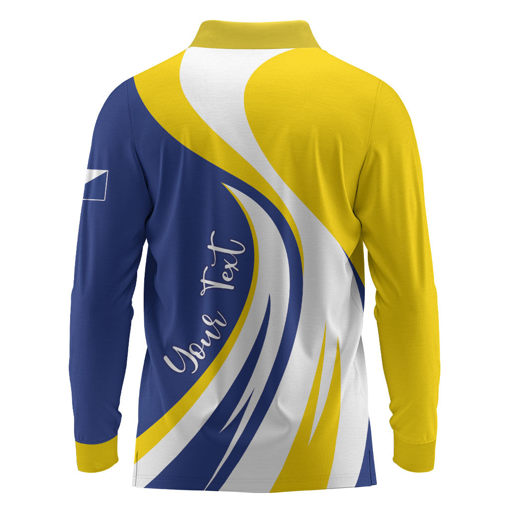 Personalized Boneiru Flag Stylized Long Sleeve Polo Shirt