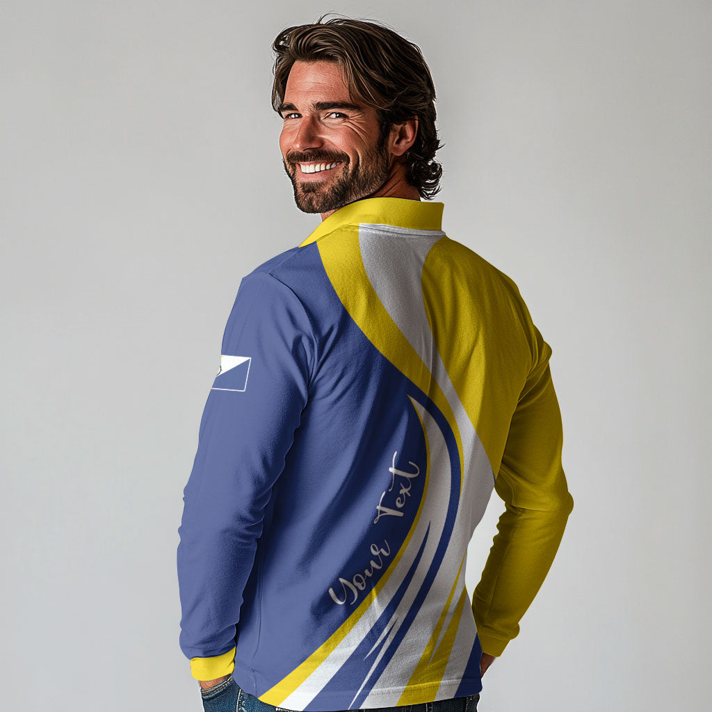 Personalized Boneiru Flag Stylized Long Sleeve Polo Shirt