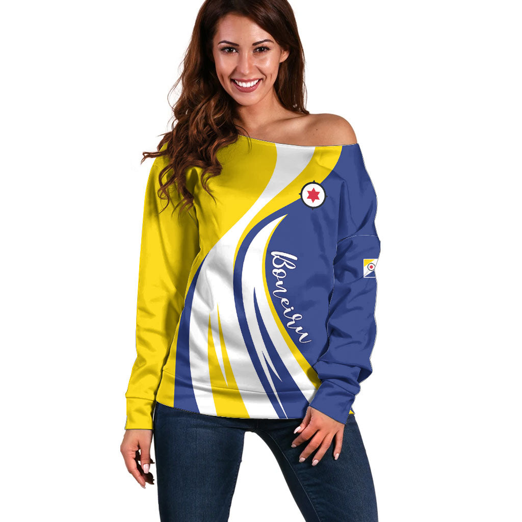 Personalized Boneiru Flag Stylized Off Shoulder Sweater