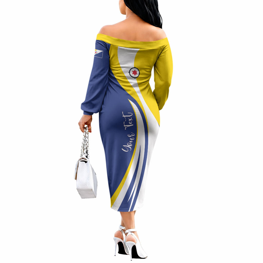 Personalized Boneiru Flag Stylized Off The Shoulder Long Sleeve Dress