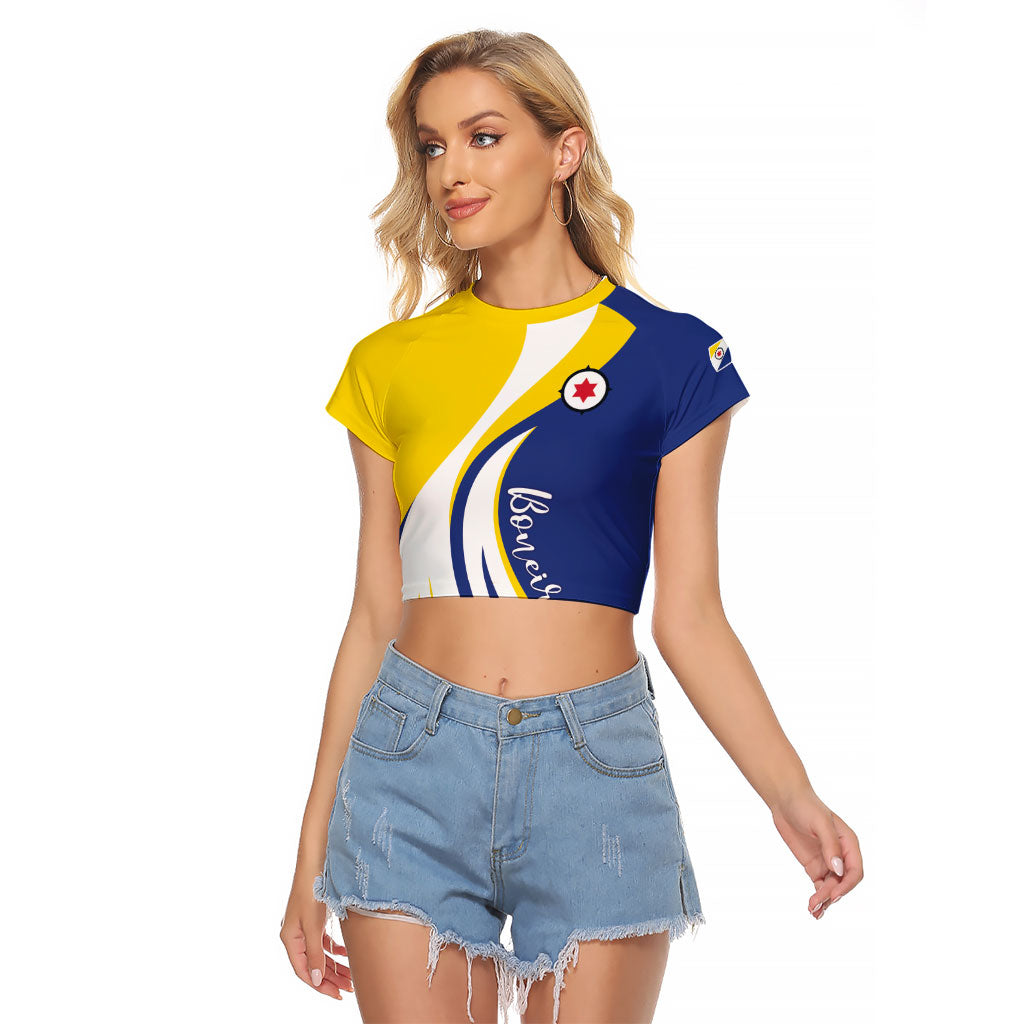 Personalized Boneiru Flag Stylized Raglan Cropped T Shirt