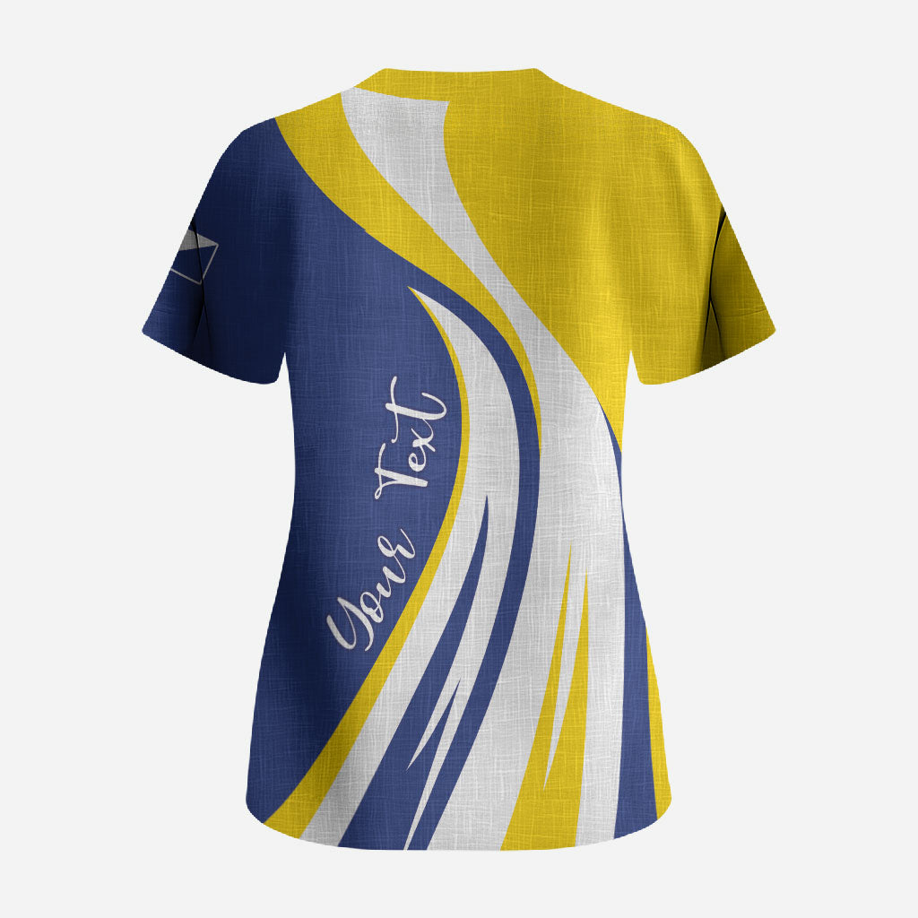 Personalized Boneiru Flag Stylized Scrub Top