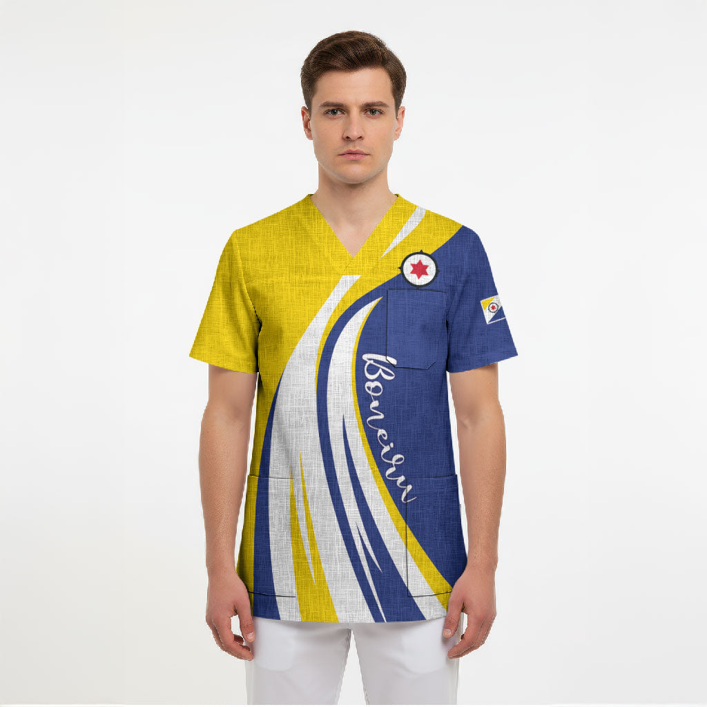 Personalized Boneiru Flag Stylized Scrub Top