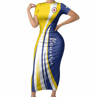 Personalized Boneiru Flag Stylized Short Sleeve Bodycon Dress