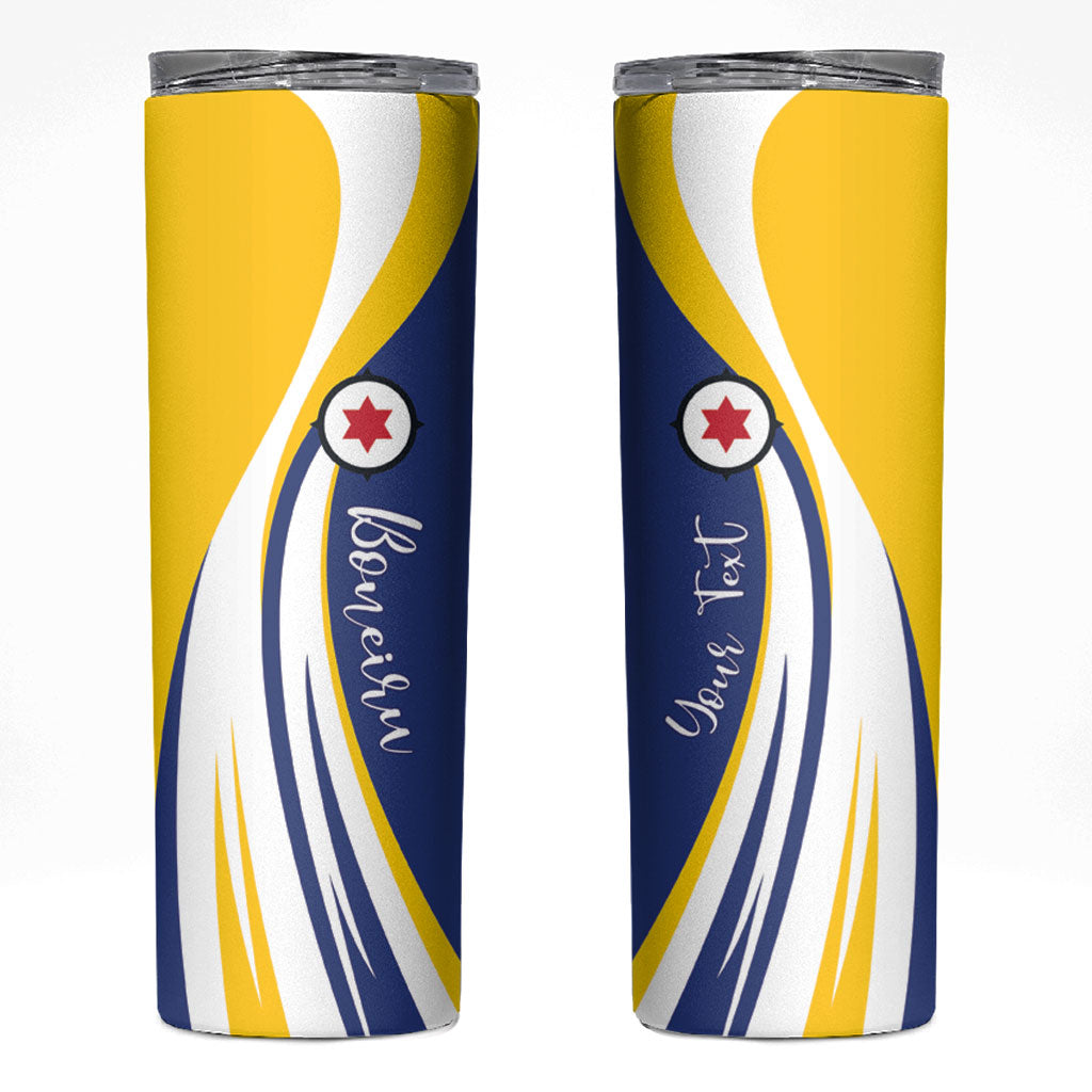 Personalized Boneiru Flag Stylized Skinny Tumbler