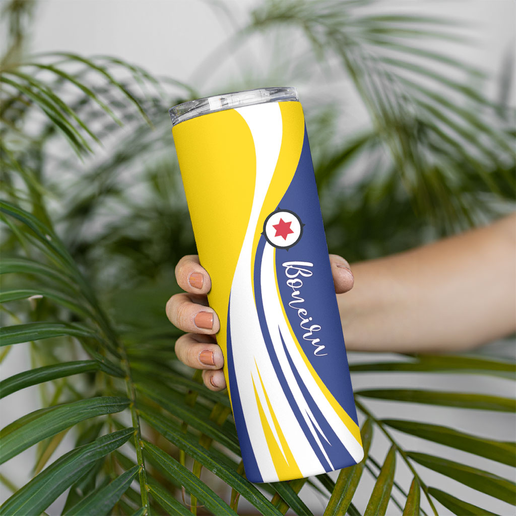 Personalized Boneiru Flag Stylized Skinny Tumbler