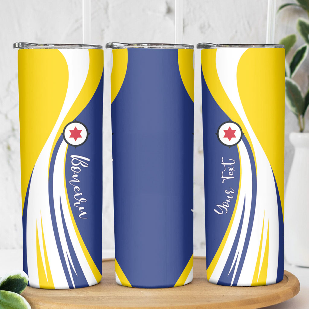 Personalized Boneiru Flag Stylized Skinny Tumbler