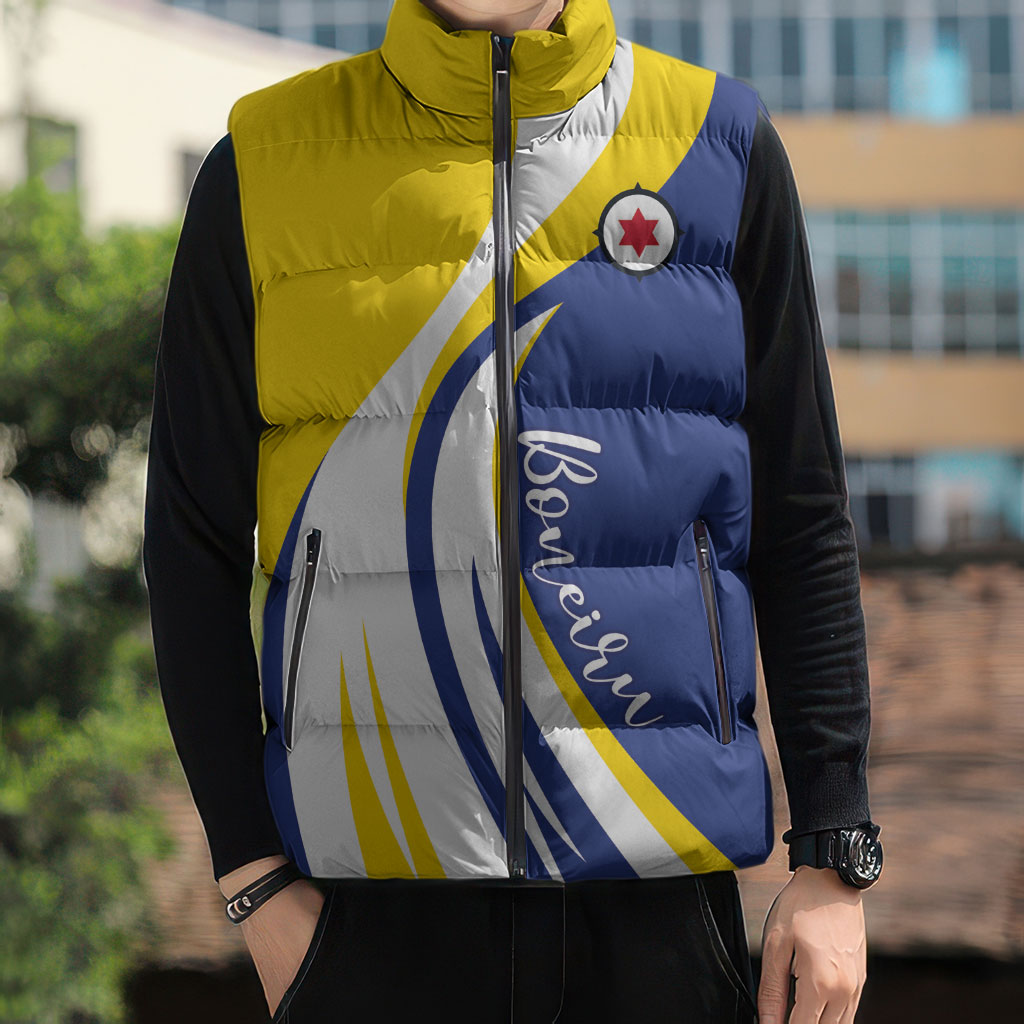 Personalized Boneiru Flag Stylized Sleeveless Puffer Jacket