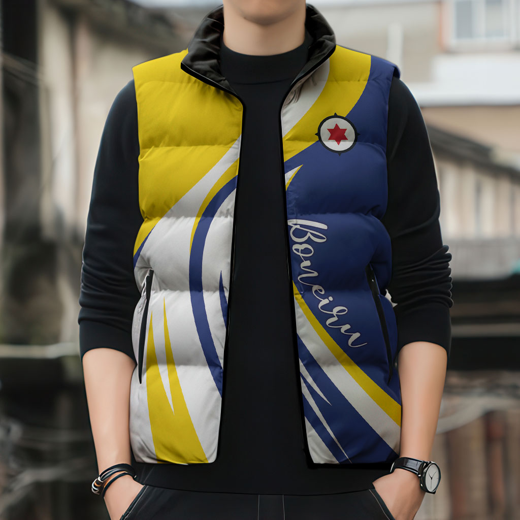 Personalized Boneiru Flag Stylized Sleeveless Puffer Jacket