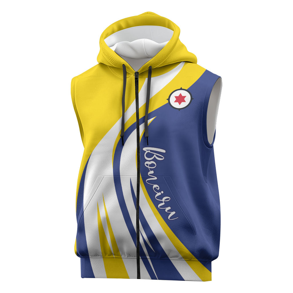 Personalized Boneiru Flag Stylized Sleeveless Zip Hoodie