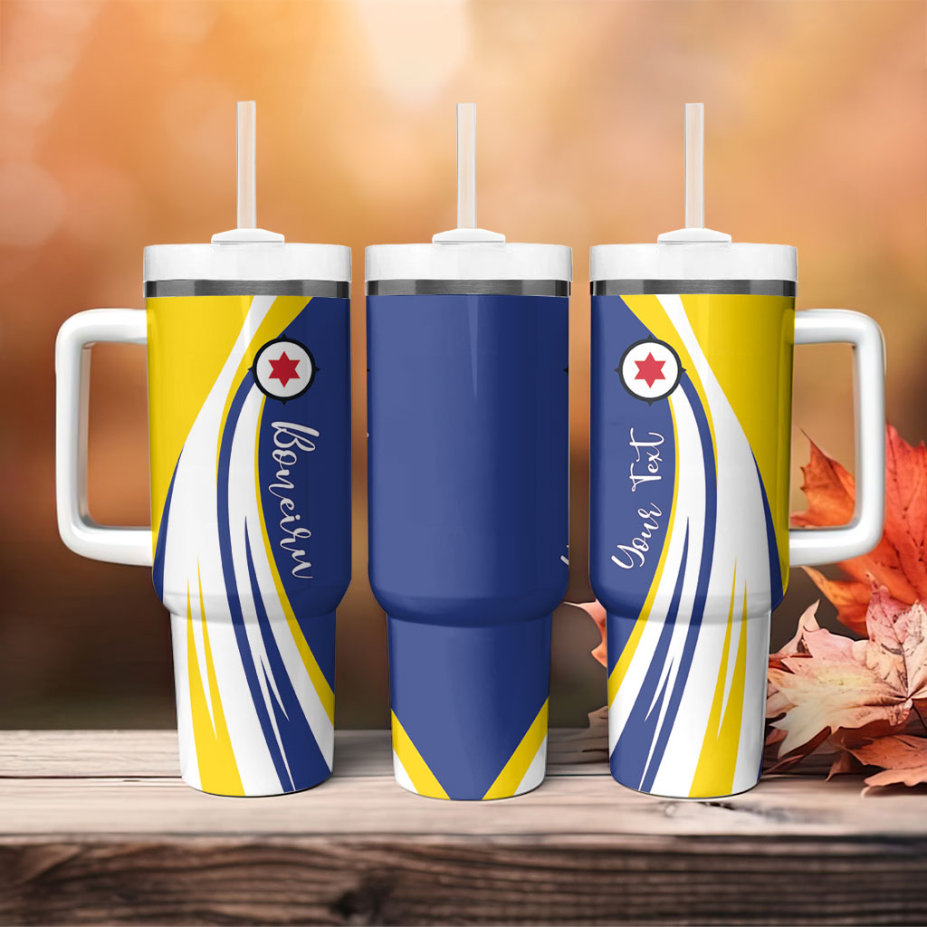 Personalized Boneiru Flag Stylized Tumbler With Handle