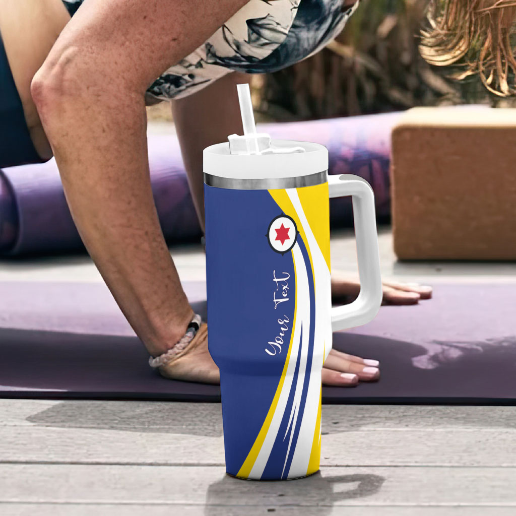 Personalized Boneiru Flag Stylized Tumbler With Handle