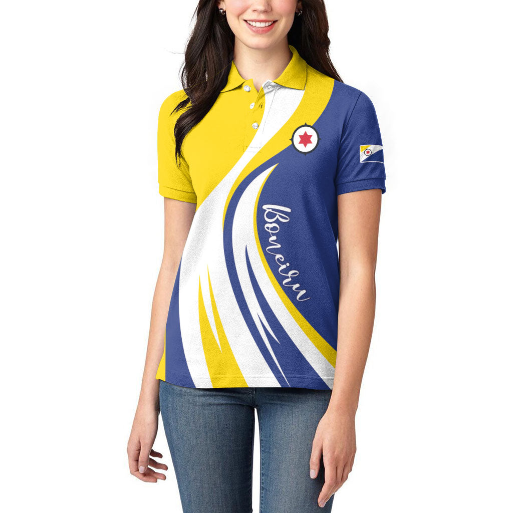 Personalized Boneiru Flag Stylized Women Polo Shirt