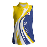 Personalized Boneiru Flag Stylized Women Sleeveless Polo Shirt