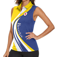 Personalized Boneiru Flag Stylized Women Sleeveless Polo Shirt