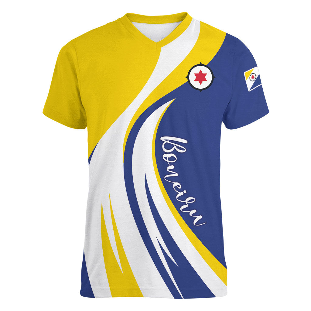 Personalized Boneiru Flag Stylized Women V-Neck T-Shirt