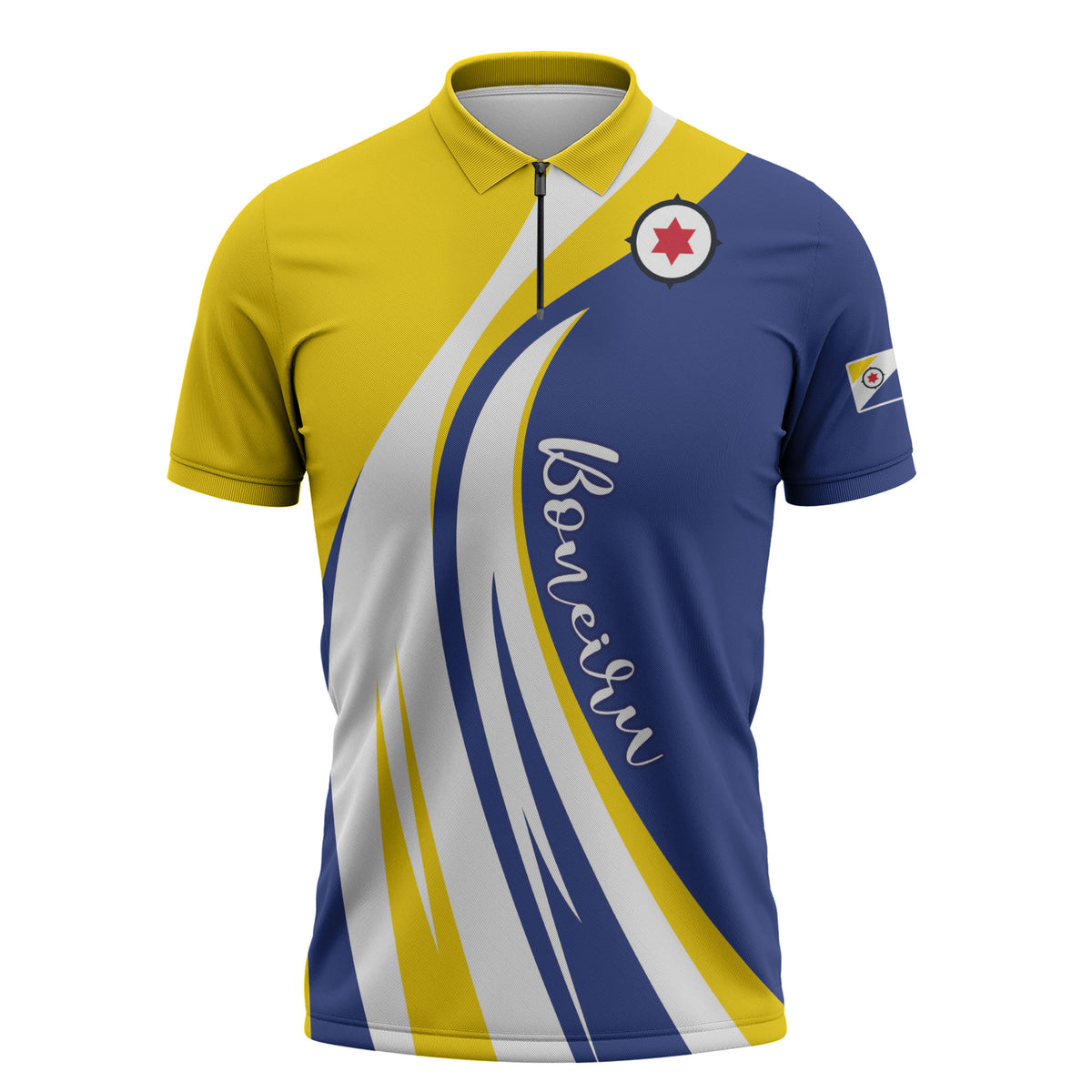 Personalized Boneiru Flag Stylized Zipper Polo Shirt