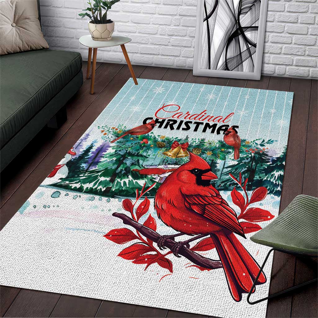 Cardinal Christmas Area Rug Snowflake Xmas Tree - Wonder Print Shop