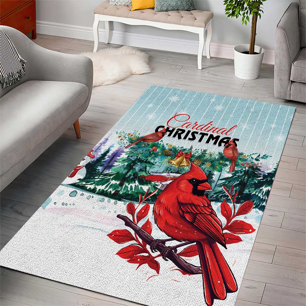 Cardinal Christmas Area Rug Snowflake Xmas Tree - Wonder Print Shop